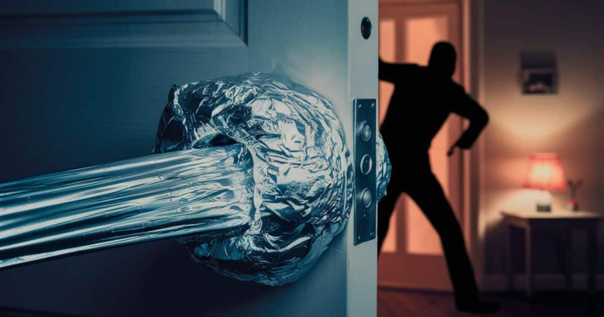 When alone, wrap foil around the door knob